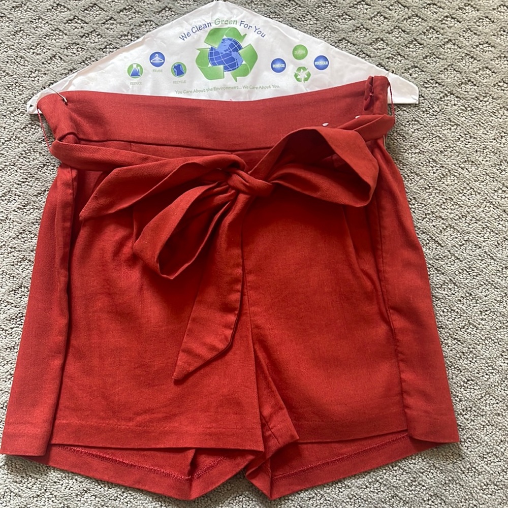 Size 8 express mid high rise dress shorts in dark orange
